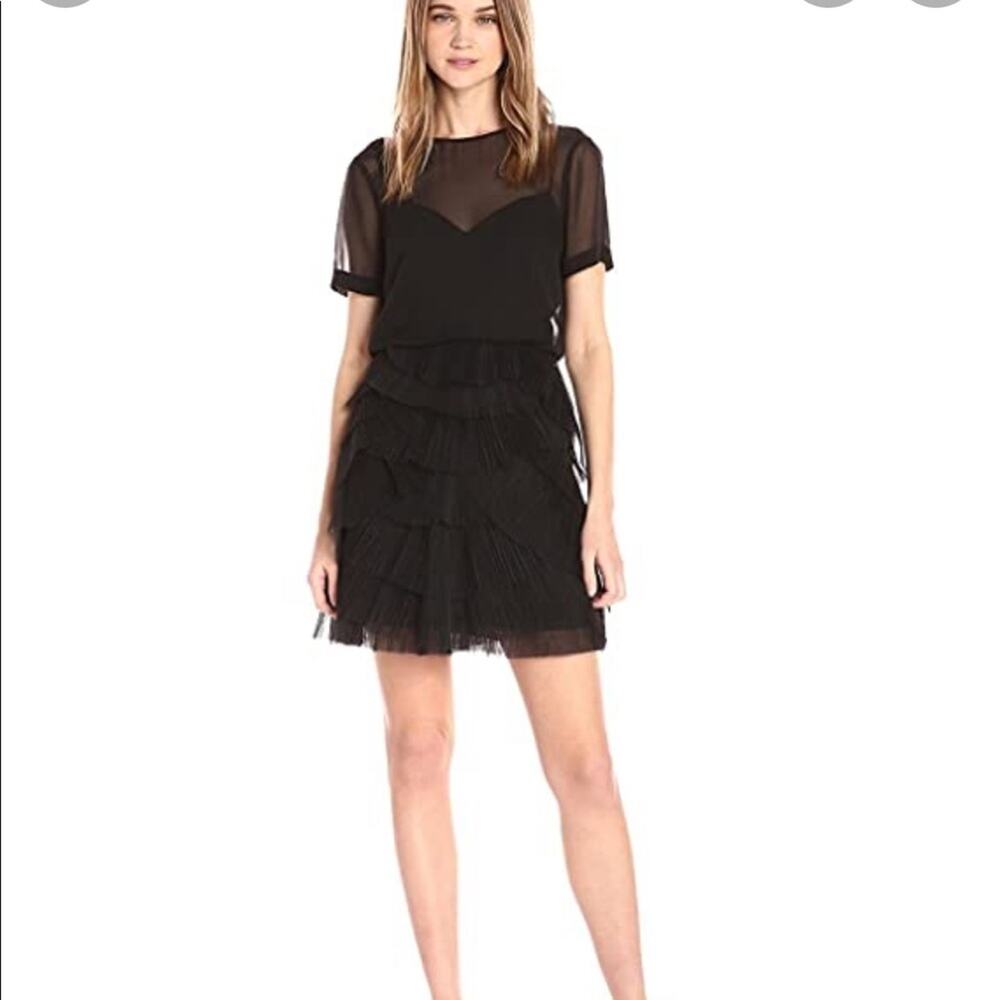 BCBGMaxazria Black Tiered Tulle Ruffle Reanna Dress Size 6